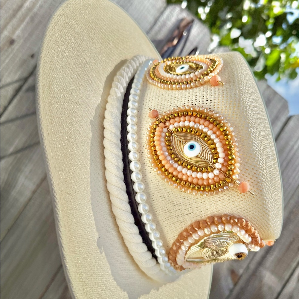 Beige Embellished Women's Hat